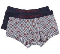"Emporio Armani 2er Set Boxershorts Trunk, Dunkelblau / Weiß 111210" M