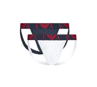 "Emporio Armani 2er Set Stretch Cotton Jockstrap, Dunkelblau/ Weiß" S