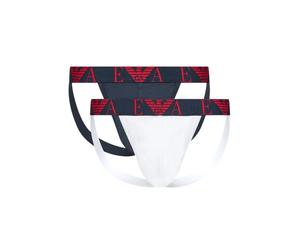 "Emporio Armani 2er Set Stretch Cotton Jockstrap, Dunkelblau/ Weiß" XL