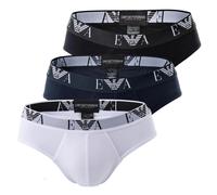 EMPORIO ARMANI Herren Slips 3er Pack - Briefs, Unterwäsche, Stretch Cotton, mehrfarbig, M weiß/ schwarz/ marine