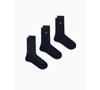 Emporio Armani Allover Eagle Herrensocken, kurz, Blau, 3 Stück, blau, Einheitsgröße