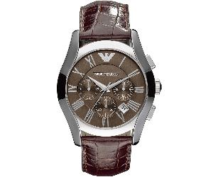 Emporio Armani AR0671 Velente Chronograph 42 mm Herrenarmbanduhr aus braunem Leder Einheitsgröße