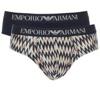 Emporio Armani Armani Cotton Stretch Print Briefs 2P Beige/Marine Baumwolle Large Herren