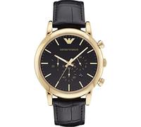 Emporio Armani Armbanduhr für Herren, Quarz-Chronograph-Uhrwerk und 46 mm Gehäusegröße mit Leder- oder Silikonarmband
