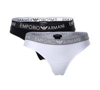Emporio Armani Damen Brazilian-Slips 2er-Pack, Stretch-Baumwolle, Weiß/Schwarz, XL