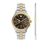 Emporio Armani Bicolor Chronograph Edelstahl Uhr und Armband Set