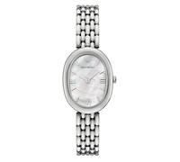 Quarzuhr EMPORIO ARMANI, weiß (edelstahlfarben, weiß), Armbanduhren, Damen, Armbanduhr, Damenuhr, Edelstahlarmband, analog (11089302-0) edelstahlfarben, weiß