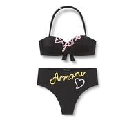 Emporio Armani Damen Band & High Brief Emrboidery Signature Bikini Set, Black/Pastel, S EU
