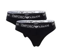 EMPORIO ARMANI Damen Brazilian Briefs 2er Pack - Slips, Stretch Cotton, einfarbig, schwarz, XS Schwarz
