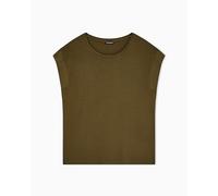 EMPORIO ARMANI Damen Crew Neck T-Shirt, Dark Olive, L