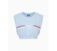 EMPORIO ARMANI Damen Crop Top mit Logoband, Blau, Größe XS, hellblau, 32