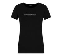 Emporio Armani Damen Essential Studs Logo Round Neck T-Shirt, Schwarz, M