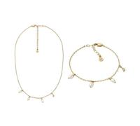 Emporio Armani Damen Goldfarbene Messing Halskette und Armband, Set
