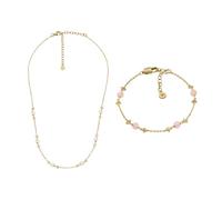 Emporio Armani Damen Goldfarbene Messing Halskette und Armband, Set
