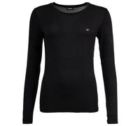 EMPORIO ARMANI Damen Langarmshirt, Rundhals - ESSENTIAL STUDS, Viskose Stretch Schwarz XS
