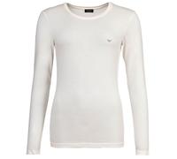 EMPORIO ARMANI Damen Langarmshirt, Rundhals - ESSENTIAL STUDS, Viskose Stretch Weiß L