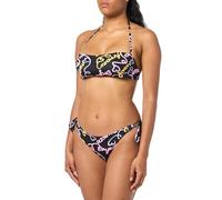EMPORIO ARMANI Damen Logomania Band & Bow Brazilian Bikini Set, Black/Heart Logo PR, S