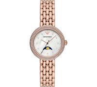 Emporio Armani Damen, Moonphase Edelstahluhr, 32 mm Gehäusegröße mit Edelstahlarmband