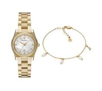 Emporio Armani Damen-Quarz-Dreizeigeruhr und Schmuck-Set