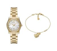 Emporio Armani Damen-Quarz-Dreizeigeruhr und Schmuck-Set