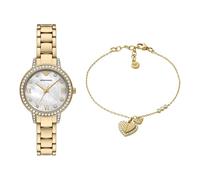 Emporio Armani Damen-Quarz-Dreizeigeruhr und Schmuck-Set