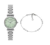 Emporio Armani Damen-Quarz-Zweizeigeruhr und Schmuck-Set