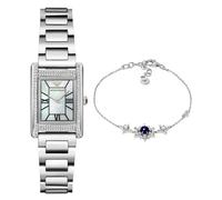 Emporio Armani Damen Silber-Ton-Edelstahl-Uhr und Sterling Silber Armband, Set