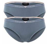 EMPORIO ARMANI Damen Slip, 2er Pack - ESSENTIAL STUDS LOGO, Briefs, Cotton Stretch S Blau