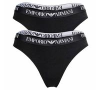 EMPORIO ARMANI Damen Strings, 2er Pack - ESSENTIAL COTTON, T-Thong, Cotton Stretch XL Schwarz