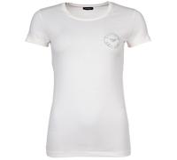 EMPORIO ARMANI Damen T-Shirt - ESSENTIAL STUDS LOGO, Rundhals, Stretch Cotton Creme XL