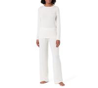 Emporio Armani Damen Tech Wool Long Pajamas Pyjamaset, weiß, S
