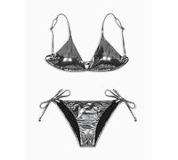EMPORIO ARMANI Damen Triangel-Bikini mit Mikrofolien-Punkten, Schwarz, Größe S, Schwarze Mikrofolien-Punkte, 36