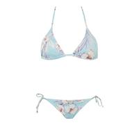 Emporio Armani Damen Triangle And String Brazilian Floral Print Bikini Set Bikini Set, Hibiscus Print/Mint, M