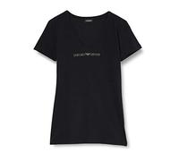 EMPORIO ARMANI Damen T-Shirt - V-Neck, Loungewear, Kurzarm, Stretch Cotton Schwarz XS