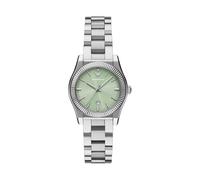 Emporio Armani Watch for Women, Three Hand Quartz Movement and 32mm Case Size with Stainless Steel, Leather or Silicone Strap Grün und Silberton, 32MM