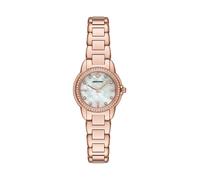 Emporio Armani Watch for Women, Three Hand Quartz Movement and 32mm Case Size with Stainless Steel, Leather or Silicone Strap Roségoldton und Schneeweiß, 26MM
