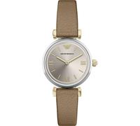 Quarzuhr EMPORIO ARMANI, taupe, silberfarben, Armbanduhren, Damen, Quarzuhr, Armbanduhr, Damenuhr, Lederarmband, analog (76511809-0) taupe, silberfarben