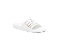 Emporio Armani EA7 Damen-Slipper Sliders mit Maxi-Logo (Shiny White/Rose Gold, numeric_35), Shiny White Rose Gold, 35 EU