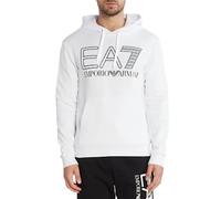 Emporio Armani EA7 Herren Sweatshirt Logo Series aus angerauter Baumwolle mit Kapuze - 6RPM09, Weiß 1100, M