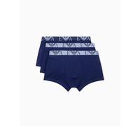 EMPORIO ARMANI Herren Trunks, 3er Pack - BOLD MONOGRAM, Shorts, Stretch Cotton Blau2 S