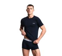 Emporio Armani Herren T-Shirt 2er Pack BOLD MONOGRAM – Rundhals Fitted Fit Stretch Cotton Blau S