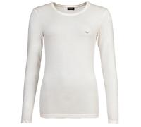 EMPORIO ARMANI Damen Langarmshirt, Rundhals - ESSENTIAL STUDS, Viskose Stretch Weiß XL