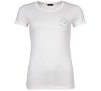 EMPORIO ARMANI Damen T-Shirt - ESSENTIAL STUDS LOGO, Rundhals, Stretch Cotton Creme L