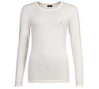 EMPORIO ARMANI Damen Langarmshirt, Rundhals - ESSENTIAL STUDS, Viskose Stretch Weiß S