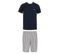 Emporio Armani Gewebter kurzer Schlafanzug für Herren, Logomuster, Blau, Größe L, blau, L