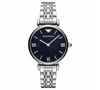 Emporio Armani Gianni T-Bar Damenuhr AR11091 Blaues Zifferblatt Edelstahlband