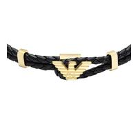 Lederarmband EMPORIO ARMANI "Schmuck Geschenk Edelstahl, Leder", gelbgoldfarben, schwarz, Armbänder, Herren, 21cm, Edelstahl Leder, Edelstahl, Leder, Lederarmband (28273743-0) gelbgoldfarben, schwarz