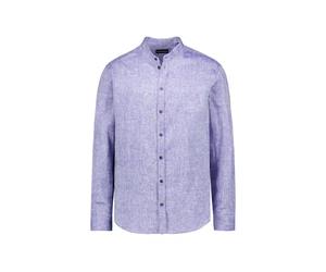 EMPORIO ARMANI Hemd Herren Regular Fit Langarm Leinen blau, XL