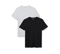 Emporio Armani Herren 2-pack T-shirt Crew Neck Pure Cotton Schlafanzugoberteil, Black/Grey Melange, XL EU