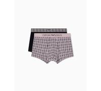 EMPORIO ARMANI Herren 2-Pack Trunk Badehose, Eisenkaro, Schwarz, L EU